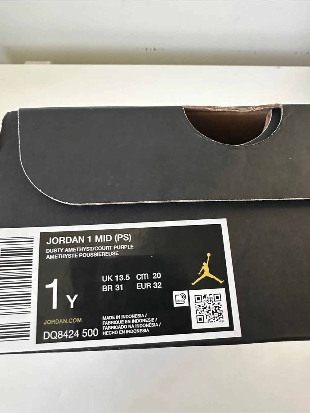 Jordan Kids Purple and White High-Top Sneakers